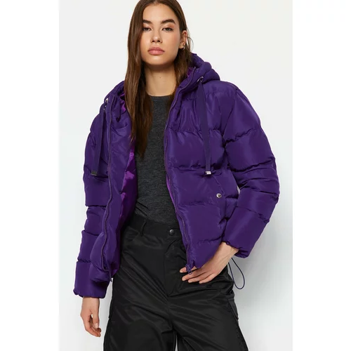 Trendyol Purple Oversize Hooded Water Repellent Inflatable Coat