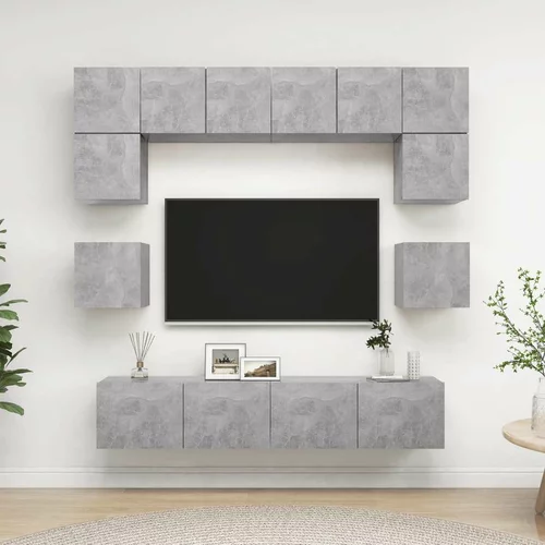  Komplet TV omaric 8-delni betonsko siva iverna plošča, (20732553)