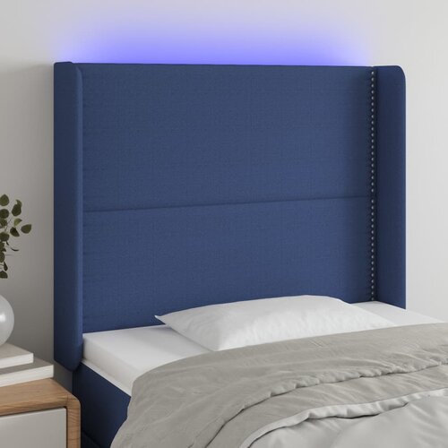  The Living Store LED posteljno vzglavje modro 93x16x118/128 cm blago - LED Vzglavje, (21453768) Cene