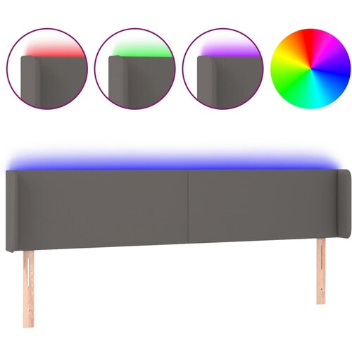vidaXL LED posteljno vzglavje sivo 163x16x78/88 cm umetno usnje, (20936123) Cene