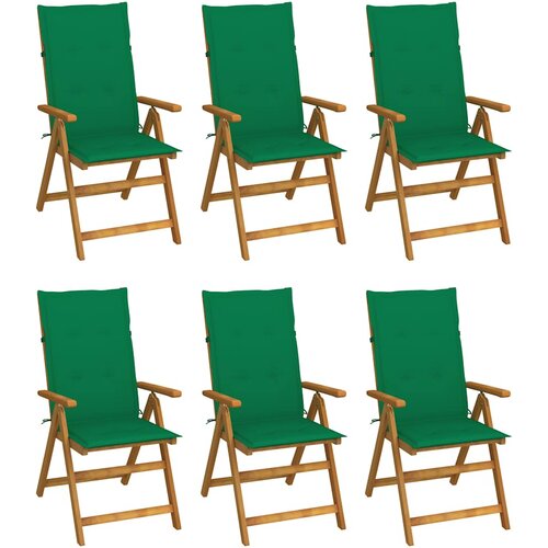  Sklopive stolice 6 kom s jastucima od punog bagremovog drveta Zelena 120 x 50 x 3 cm Cene