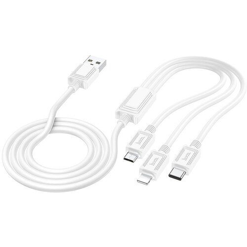 Hoco kabl 3u1 usb a na lightning / micro usb / type c 2A X74 1 m beli Slike