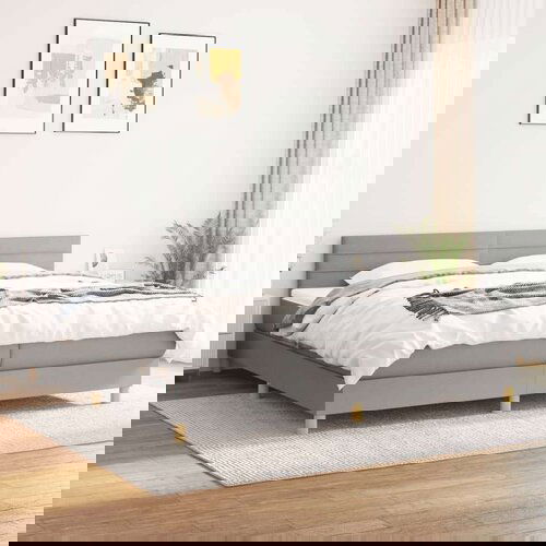  Box spring postelja z vzmetnico svetlo siva 200x200 cm blago, (20902270) Cene