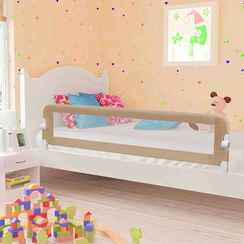 VidaXL sigurnosna ogradica za dječji krevet bež 180 x 42 cm poliester Slike