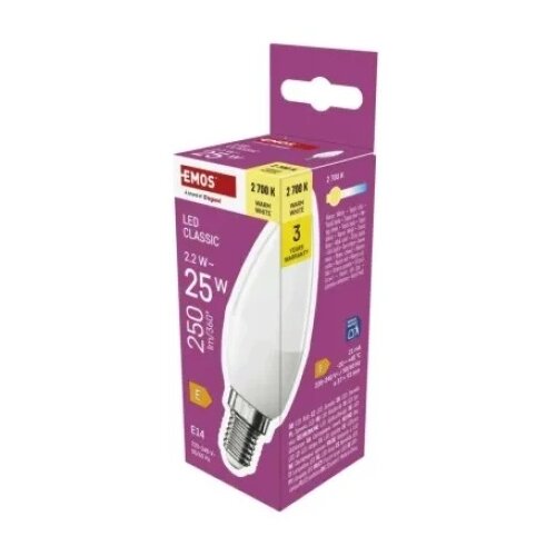  Led sijalica classic candle 2,2w(25w) 250lm e14 ww emos zq3e01 ( 3814 ) Cene