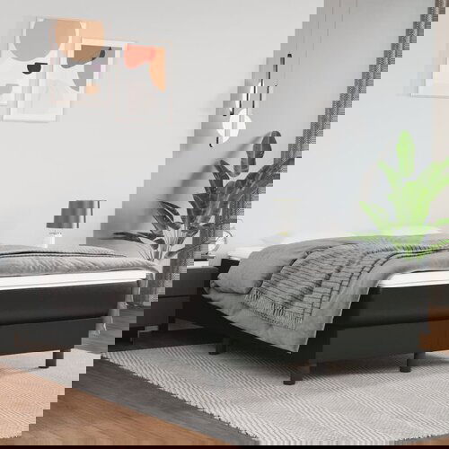 VidaXL Vzmetnica z žepkasto vzmetjo črna 120x200x20 cm umetno usnje Slike