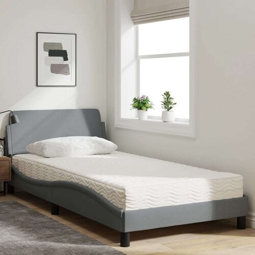 VidaXL Krevet s madracem svjetlosivi 100x200 cm od tkanine Slike