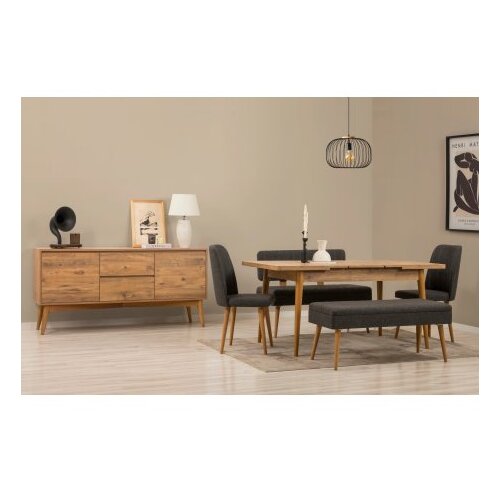 Hanah home vina bench 04 1053 atlantic pine anthracite (produžni trpezarijski sto, stolice i konzola (6 komada) Cene