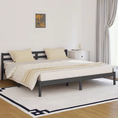 vidaXL 810452 Bed Frame Solid Wood Pine 200x200 cm Grey