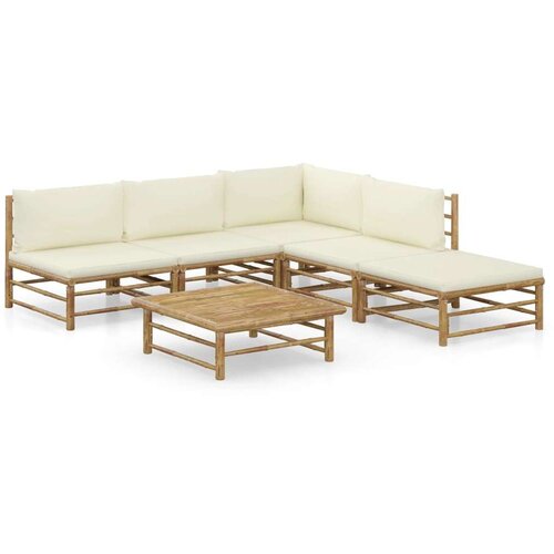  6-dijelna vrtna garnitura od bambusa s krem bijelim jastucima Cijene