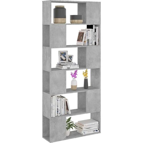 VidaXL Knjižna omara za razdelitev prostora betonsko siva 80x24x186 cm Slike