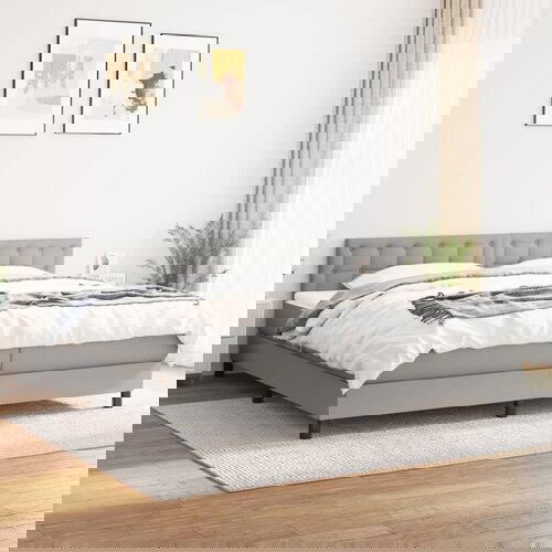 The Living Store Box spring postelja z vzmetnico svetlo siva 200x200 cm blago - Box Spring Postelja, (21516326) Slike