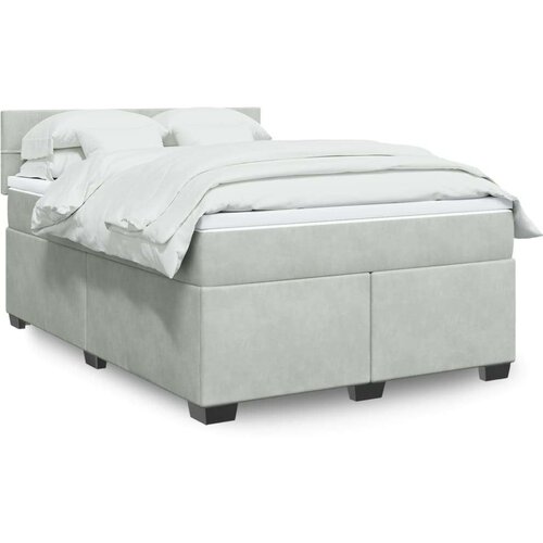 VidaXL Krevet s oprugama i madracem svjetlosivi 140x190 cm bar&amp;scaron;unasti Slike