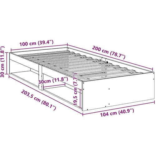  Dnevni krevet bez madraca bijeli 100x200 cm od masivne borovine Slike