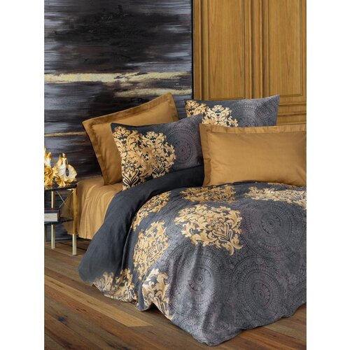  jadira - beige anthracitebeige satin double quilt cover set Cene