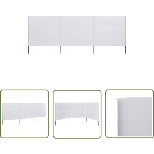  The Living Store 3-panelni vetrobran tkanina 400x80 cm pe&amp;scaron;čeno bel - Vetrobran, (21742438) Slike