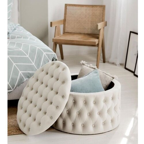 Woody Fashion nilka kapitone pouffe - white white pouffe Cene