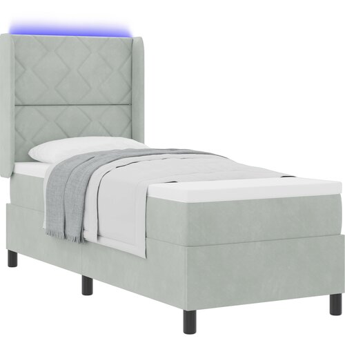 vidaXL Box Spring Krevet s Madracom & LED Svjetlosiva 80x200 cm Baršun Cijene