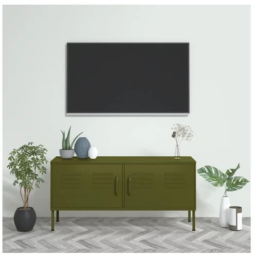  TV omarica olivno zelena 105x35x50 cm jeklo