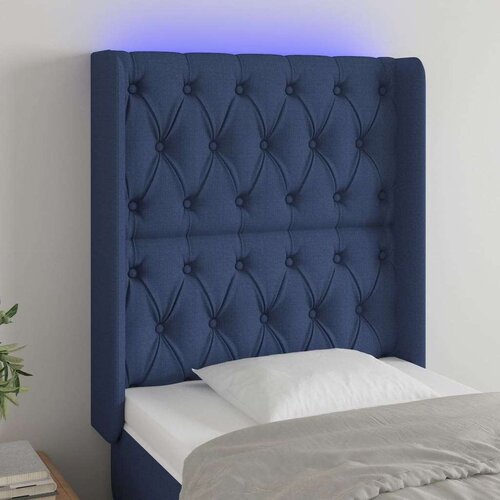  Posteljno vzglavje modro 83x16x118/128 cm blago, (20954104) Slike