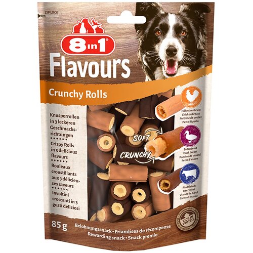 3 + 1 gratis! 4 x 8in1 grickalice za pse - Flavours Crunchy Rolls piletina (4 x 85 g) Slike