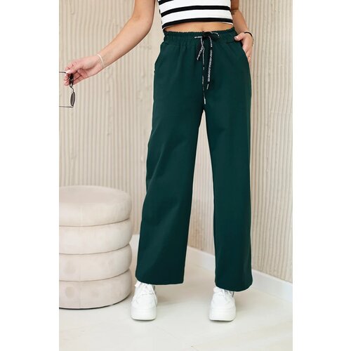 Kesi Włoski Punto pants with wide legs dark green Cene