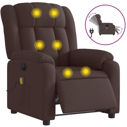 VidaXL Električni masažni naslanjač temno rjavo blago, (20923970) Slike