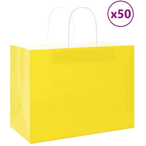  Papirnate vrećice 50 kom s ručkama žute 32x17x25 cm Slike