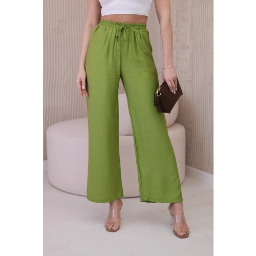 Kesi Wide viscose trousers olive Cene