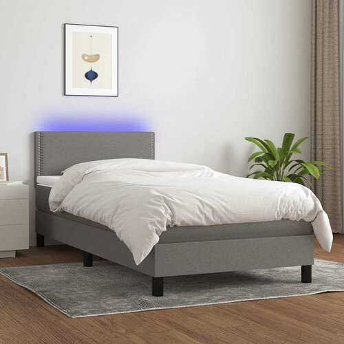  Krevet box spring s madracem LED tamnosivi 100x200 cm tkanina Cene