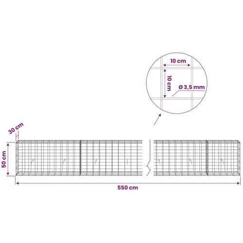  Gabion s žicom debljine 3 5 mm i mrežom 10x10 cm 550x30x50 cm - 30 cm 50 cm 550 cm Slike