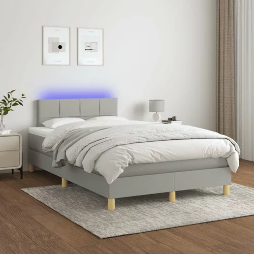  Box spring postelja z vzmetnico LED sv. siva 120x200 cm blago, (20724556)