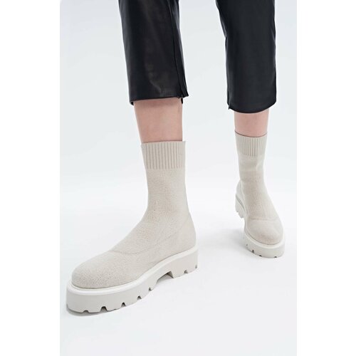 Hotiç Beige Women's Flat Boots Slike