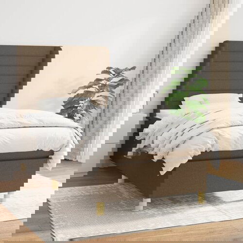  The Living Store Box spring postelja z vzmetnico temno rjav 90x190 cm blago - Box Spring Postelja, (21518135) Cene