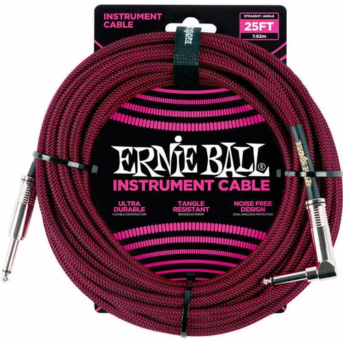 Ernie Ball P06062 Crna-Crvena 7,5 m Ravni - Kutni