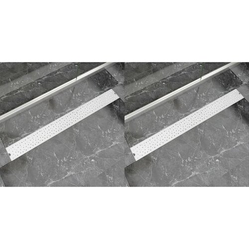 vidaXL Linearni odvod za tuš 2 kom s kružićima 1030 x 140 mm od čelika Cijene