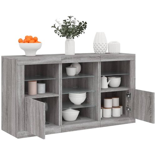  Komoda s LED svjetlima boja sivog hrasta 123x37x67 cm Cene