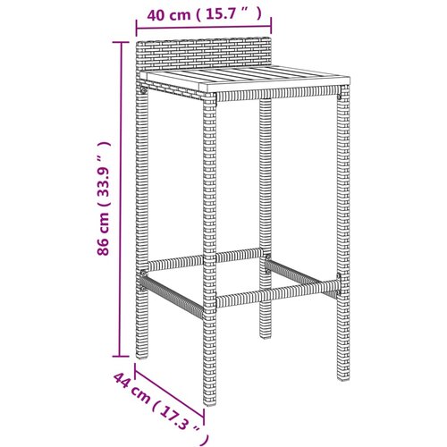  Barski stolci crni 2 kom poliratan i masivno bagremovo drvo Crna 40 x 44 x 86 cm Slike