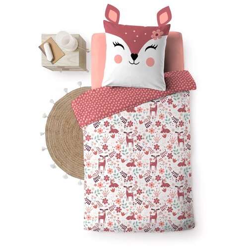 Douceur d int&amp;eacute;rieur Bijela/ružičasta pamučna dječja posteljina za krevet za jednu osobu 140x200 cm Bichette &amp;ndash; Slike