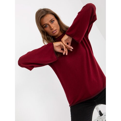 Fashion Hunters Women&amp;#039;s maroon classic sweater with wide sleeves Slike