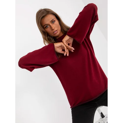 Fashion Hunters Women's maroon classic sweater with wide sleeves