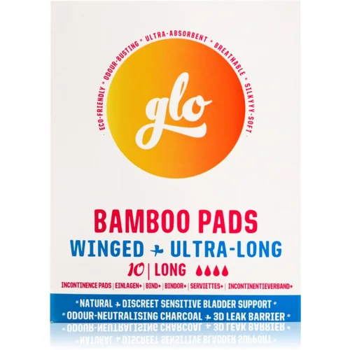 FLO GLO Bamboo Pads ulošci za inkontinenciju s krilima Long 10 kom