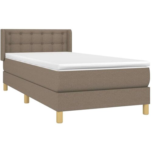  Krevet s oprugama i madracem smeđesivi 90x190 cm od tkanine Slike