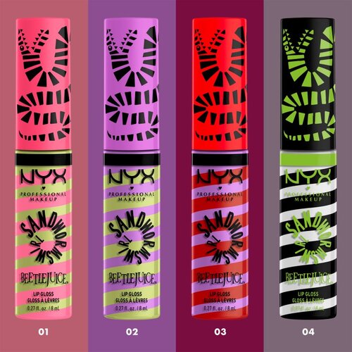 NYX Professional Makeup X Beetlejuice glos za ustnice - Sandworm Swirl Butter Lip Gloss - 02 Green + Purple Slike