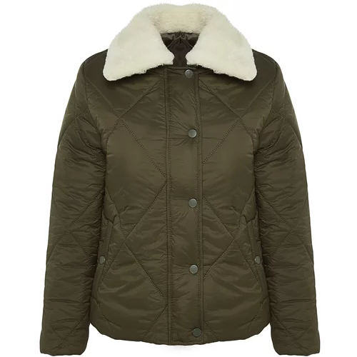 Trendyol Khaki Collar Plush Detailed Water Repellent Quilted Inflatable Coat