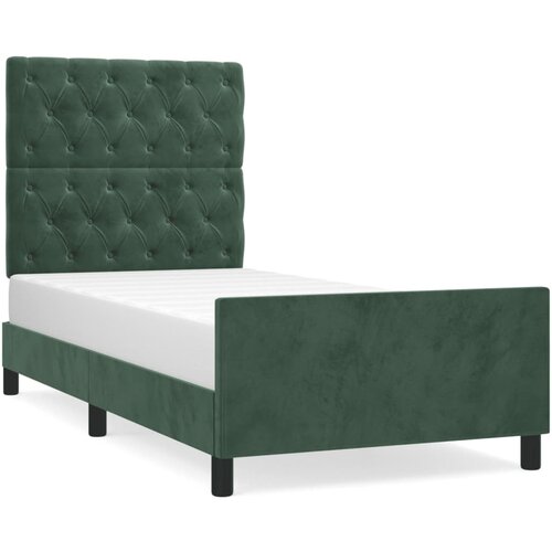 Maison Chic Posteljni okvir - Enojna postelja - Postelja za odrasle brez vzmetnice temno zelen 80x200 cm žamet-J7989, (21766618) Slike
