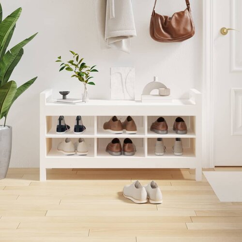 The Living Store Klop za predsobo bela 110x40x60 cm trdna borovina - Klop Za Predsobo, (21486047) Slike