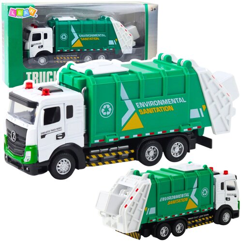Garbage Truck For Kids Metal Cabin Bin Lights Sounds Green Cene