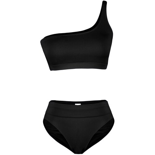 Trendyol Black One-Shoulder High Waist Regular Bikini Set Slike