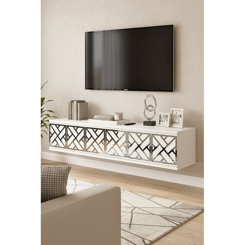 Hanah home komoda Arex 120, 120 cm, bela / srebrna Cene